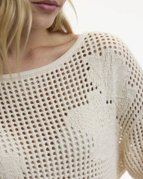 Long-Sleeve Pullover with Open Stitches