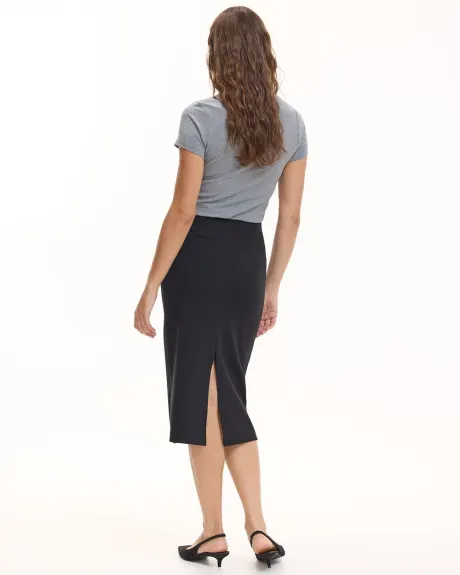 Midi Skirt with Back Slit - The Modern Stretch (R)