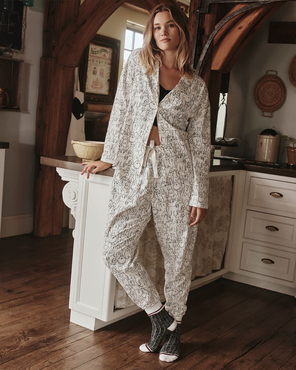 Pyjama en flanelle avec manches longues et jogger