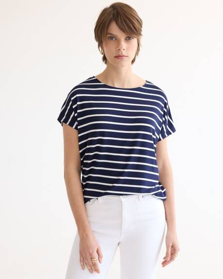 Short-Dolman-Sleeve Boat-Neck Tee