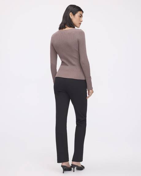 Long-Sleeve Boat-Neck Bodycon Pullover