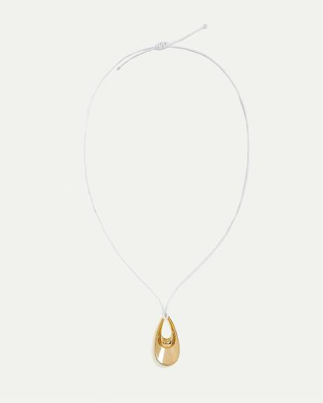 Short Cord Necklace with Elongated Pendant