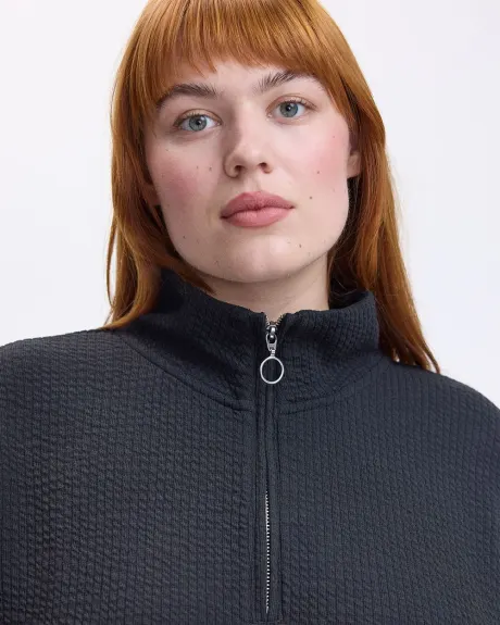 Long-Sleeve Half-Zip Top with Mock Neckline