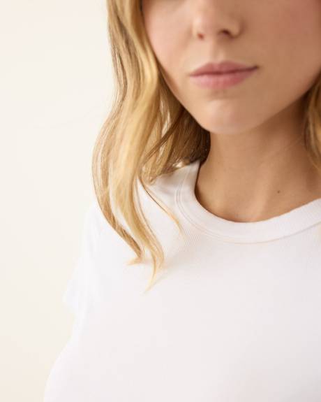 Short-Sleeve Crew-Neck Ribbed Tee