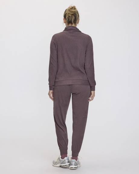 Funnel-Neck Velvet Ottoman-Knit Pullover - Hyba