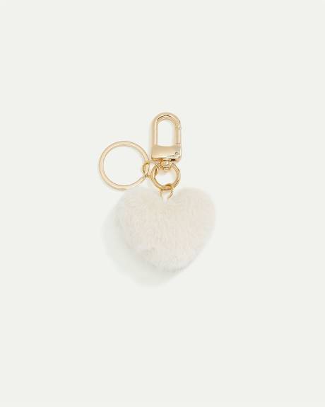 Keychain with Faux Fur Heart