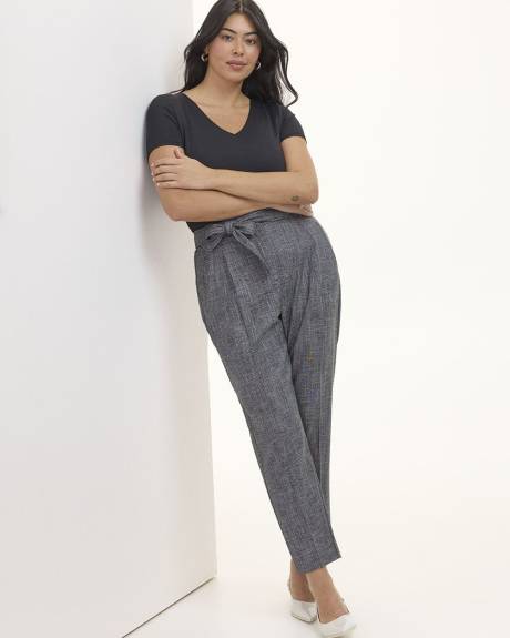 Tapered-Leg High-Rise Pant with Sash - Petite