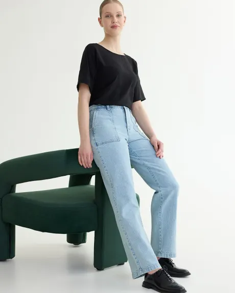 Straight-Leg Mid-Rise Utility Jean - Petite