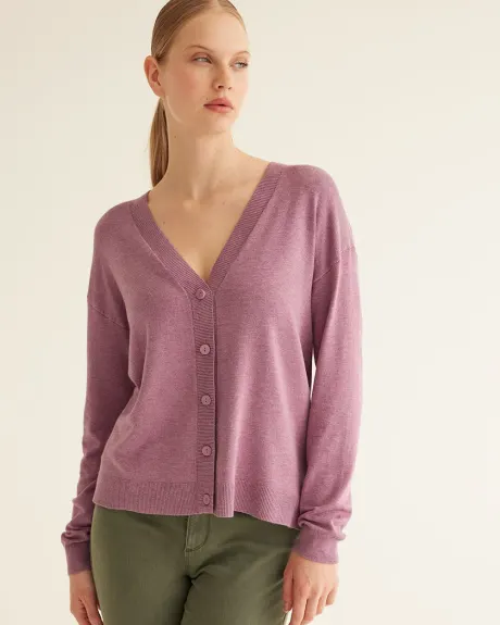 Long-Sleeve V-Neck Cardigan, R Essentials