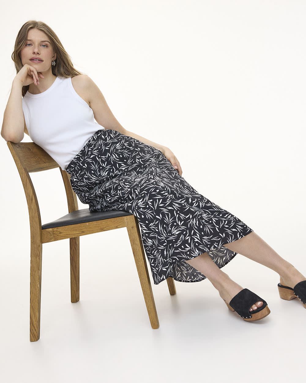 A-Line Crepe Midi Skirt