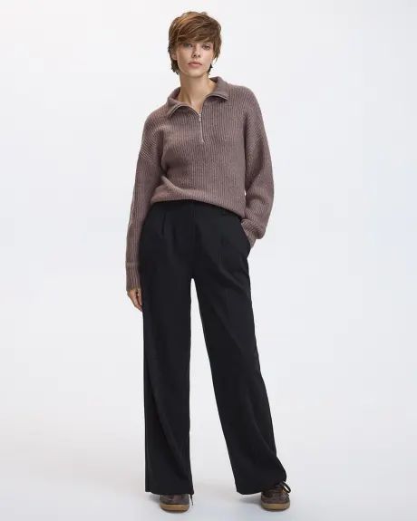 Pantalon à jambe large et taille haute - Petite