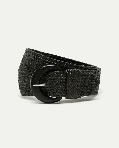 Ceinture en paille avec boucle en bois