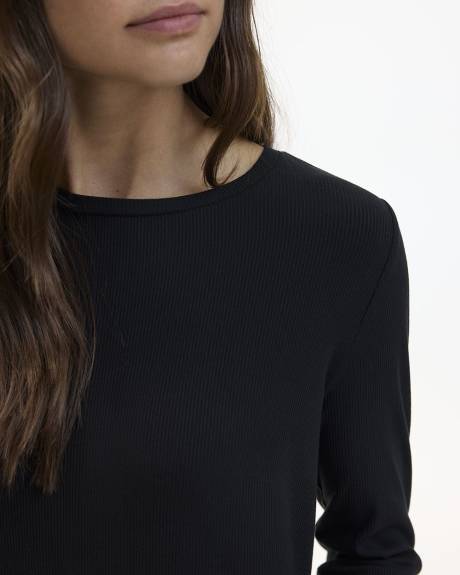 Long-Sleeve Crew-Neck Ribbed Top