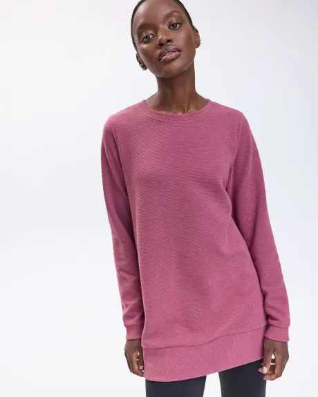 Long-Sleeve Crew-Neck Ottoman-Knit Tunic - Hyba