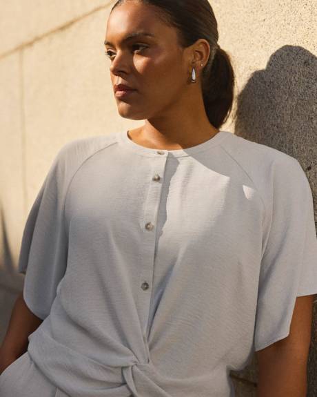 Short-Sleeve Blouse with Twisted Detail