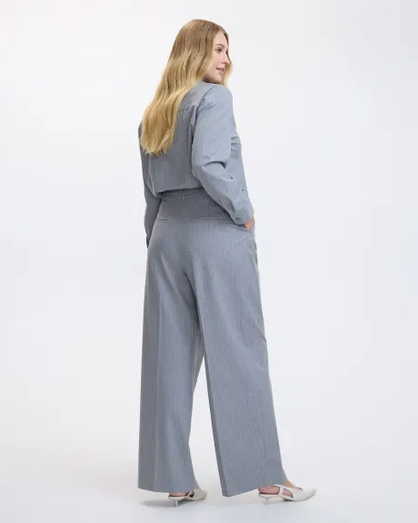 Pantalon rayé à jambe large et taille haute - Coupe Courbes