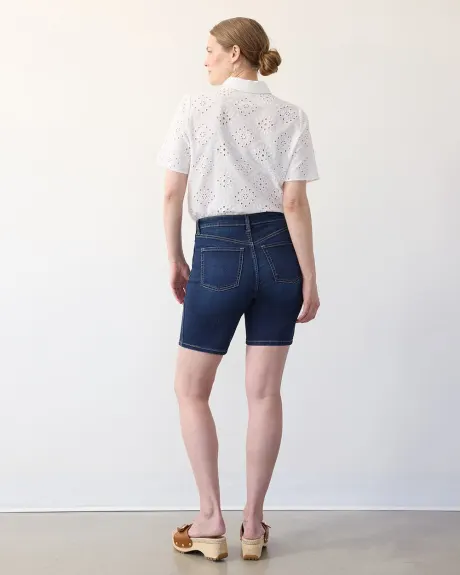 High-Rise Denim Bermuda - Curvy Fit