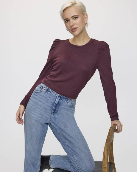 Long-Puffy-Sleeve Scoop-Neck Top