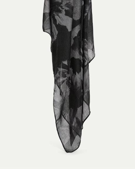 Large Scarf with Tonal Floral Pattern