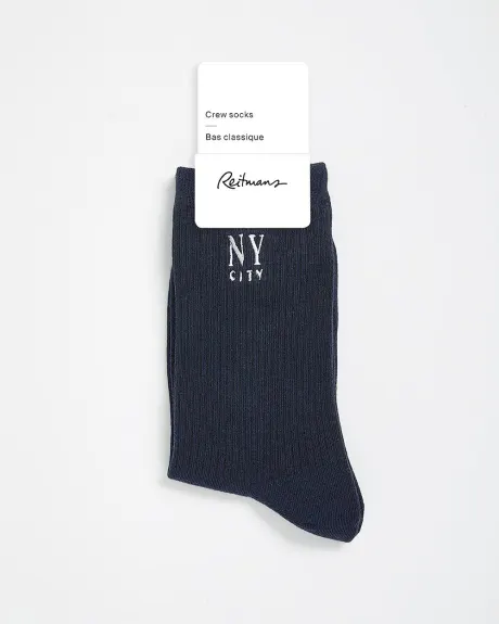 Bas classique en coton avec broderie « NY City »