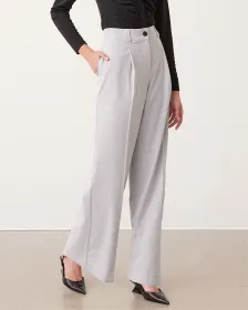 Crosshatch Wide-Leg High-Rise Pants