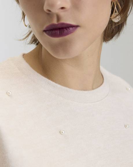 Long-Sleeve Crew-Neck with Pearls