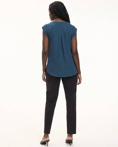 Cap-Sleeve Blouse with Split Neckline - R Essentials