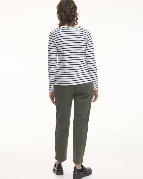 Long-Sleeve Crew-Neck Ribbed Top