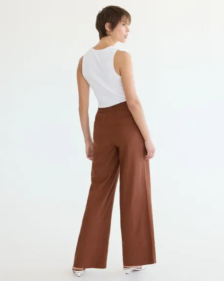 Pantalon en lin à jambe large et taille haute