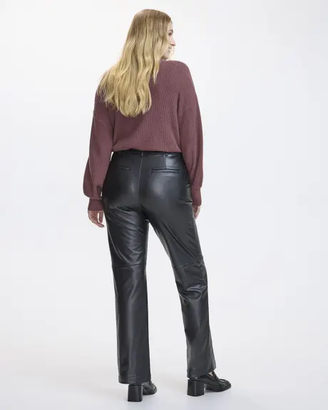 Pantalon à taille haute et jambe droite en faux cuir - Coupe Courbes