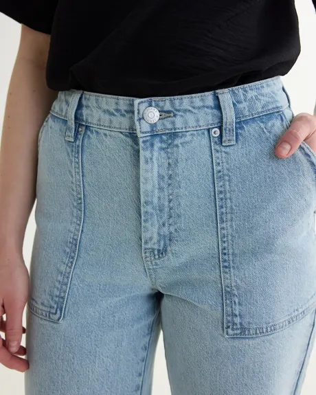 Jean à taille mi-haute et jambe droite avec poches utilitaires - Long