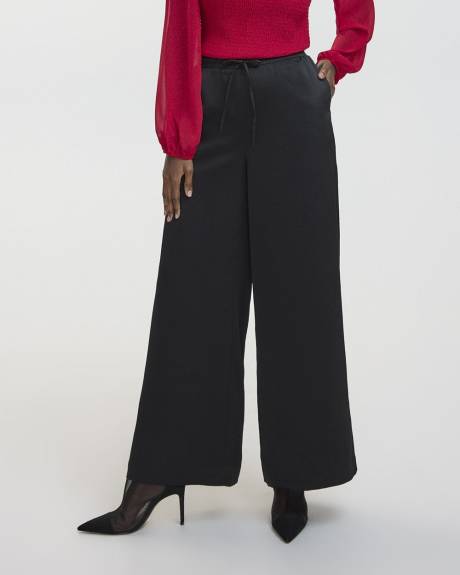 Wide-Leg High-Rise Waffled Pant - Petite