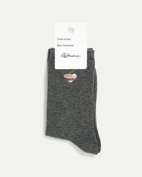 Cotton Crew Socks with Ramen