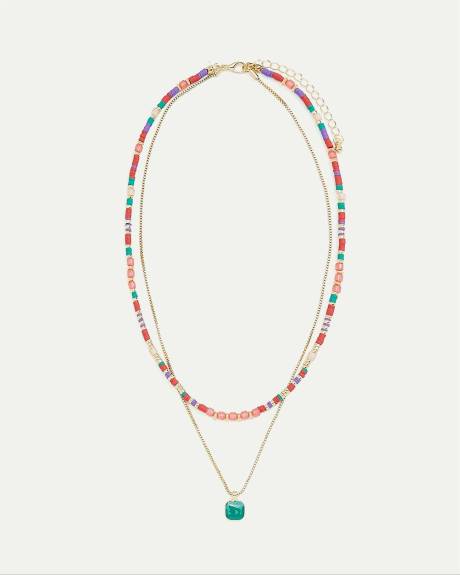 Short Double-Layer Necklace with Pendant