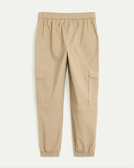 Pantalon jogger en popeline avec poches cargo