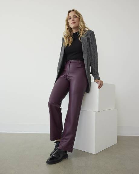 Pantalon taille haute à jambe droite en faux cuir