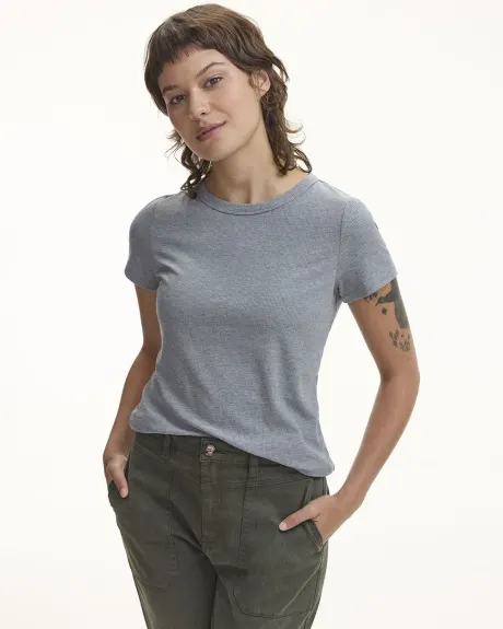 Short-Sleeve Crew-Neck Ribbed Tee