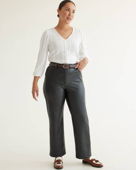 Straight-Leg High-Rise Faux Leather Pants