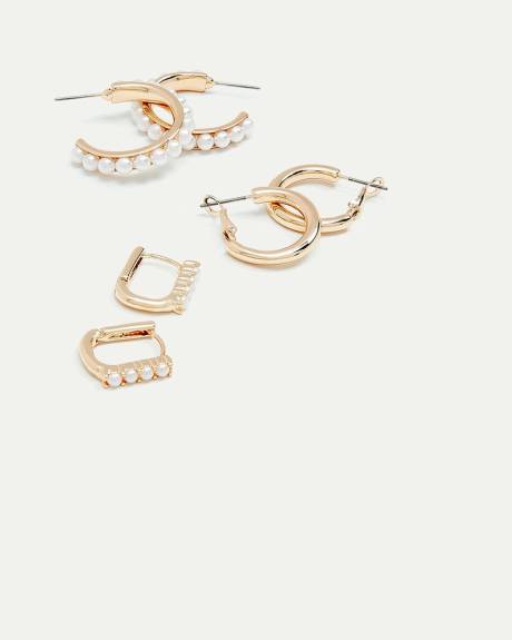 Hoops with Pearls - 3 Pairs