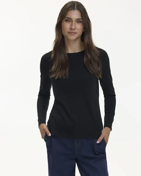 Long-Sleeve Crew-Neck Ribbed Top