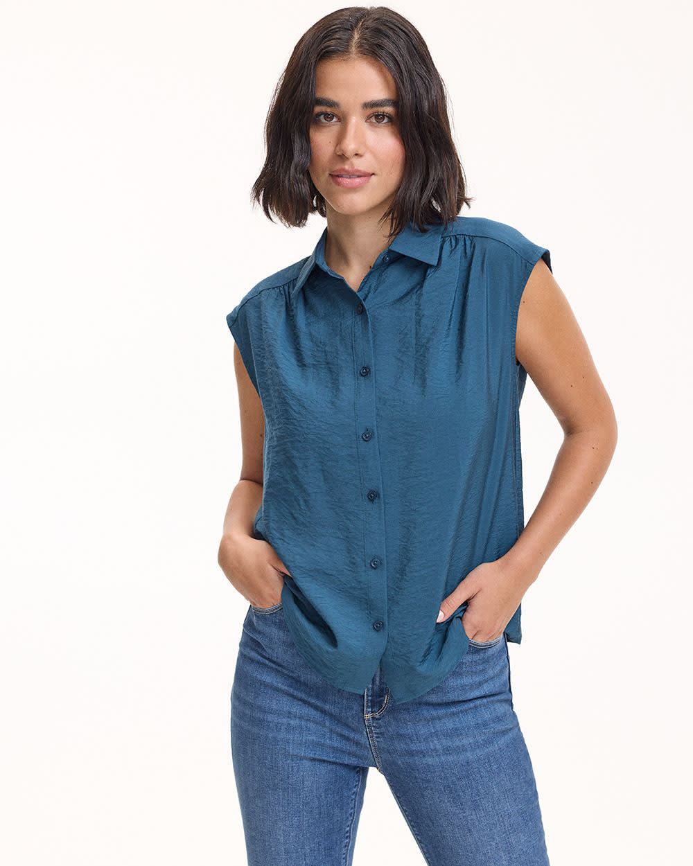 Blouse boutonnée à manches très courtes