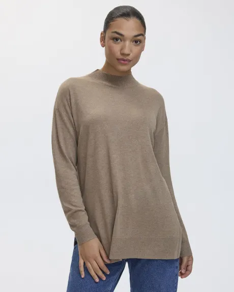 Long-Sleeve Mock-Neck Merino-Blend Tunic