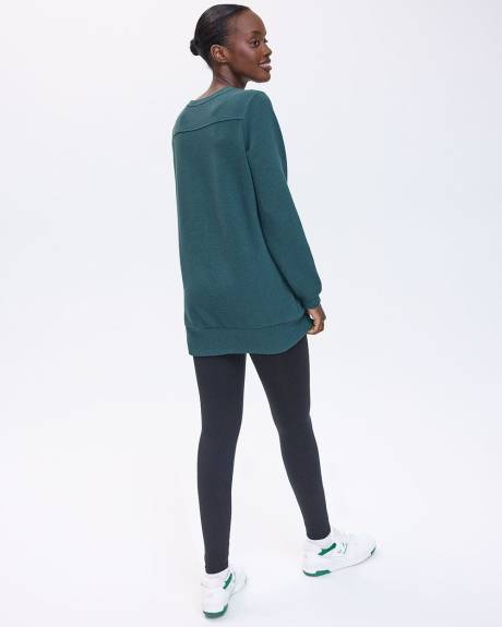 Long-Sleeve Crew-Neck Ottoman-Knit Tunic - Hyba