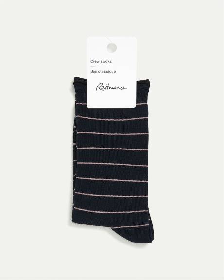 Bamboo Viscose Crew Socks with Stripes