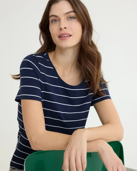 Scoop-Neck Striped Cotton Tee - R Essentials