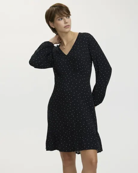 Long-Sleeve V-Neck Tiered Dress