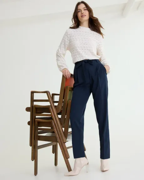 Tapered-Leg High-Rise Pant with Sash - The Timeless - Petite