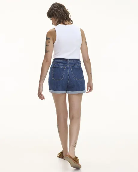 Short en jean à taille mi-haute à ourlet roulé - Coupe Courbes