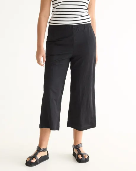 Wide-Leg Cropped Piqué Pant