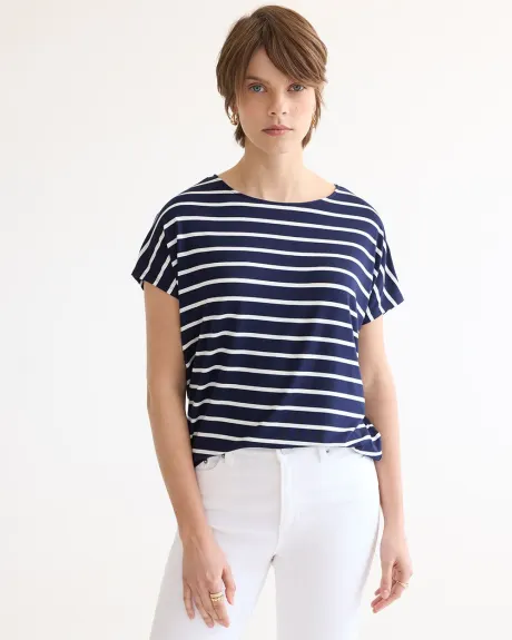 T-shirt à manches courtes dolman et encolure bateau